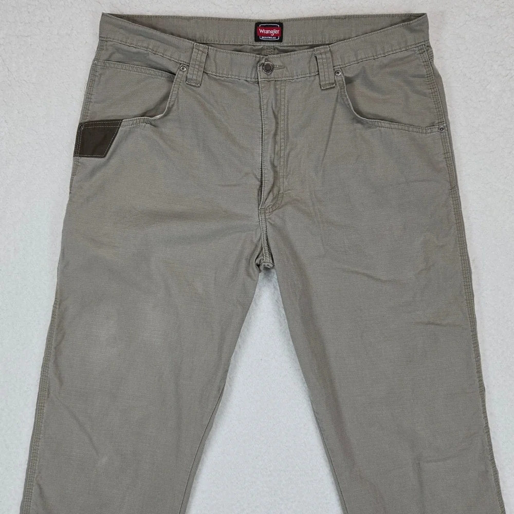 Wrangler Workwear Pants Mens 38x32 Khaki Tan Ripstop Utility Carpenter Trousers